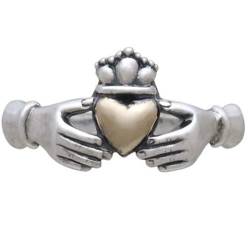 Sterling Silver Claddagh Ring with Bronze Heart - Poppies Beads n' More