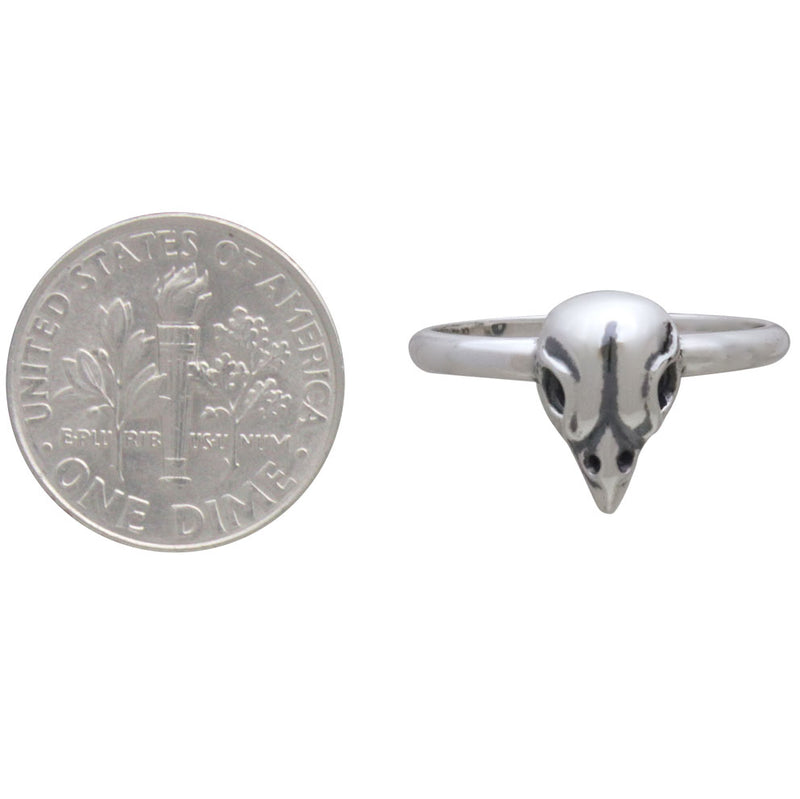 Sterling Silver Small Bird Skull Ring - Poppies Beads n' More