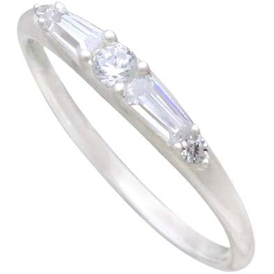 Sterling Silver - Tapered Baguette Crystal Ring - Poppies Beads n' More