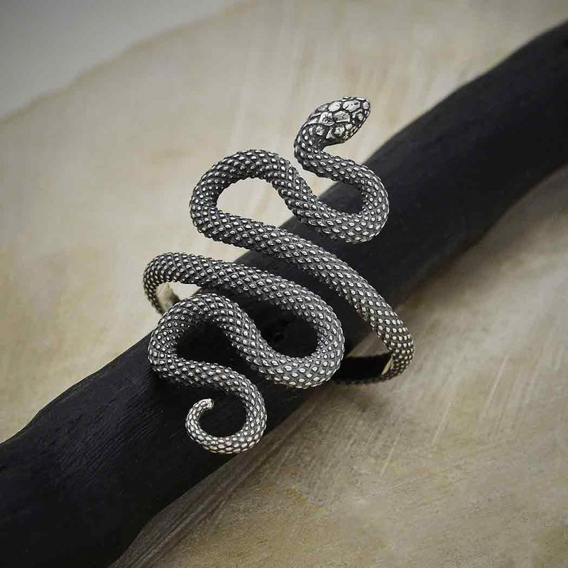 Sterling Silver Textured Adjustable Snake Ring - Poppies Beads n' More