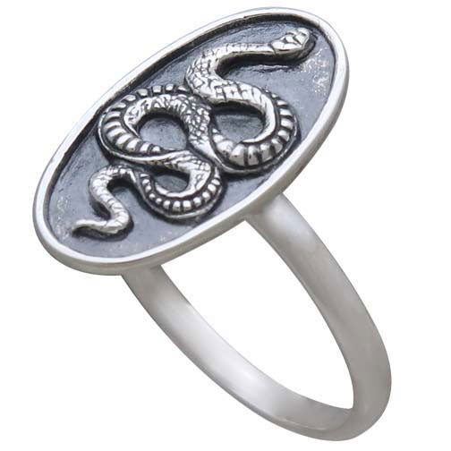 Sterling Silver Oval Snake Ring - Poppies Beads n' More