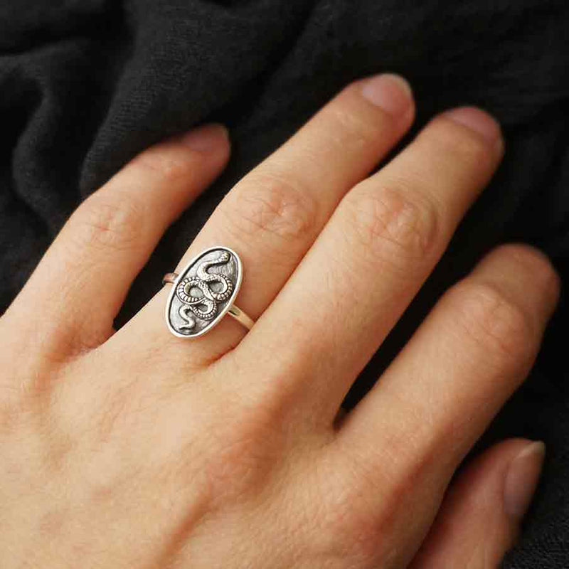 Sterling Silver Oval Snake Ring - Poppies Beads n' More