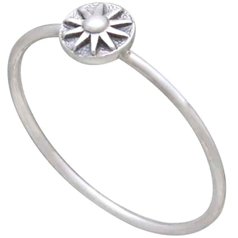 Sterling Silver Raised Sun Stacking Ring - Poppies Beads n' More