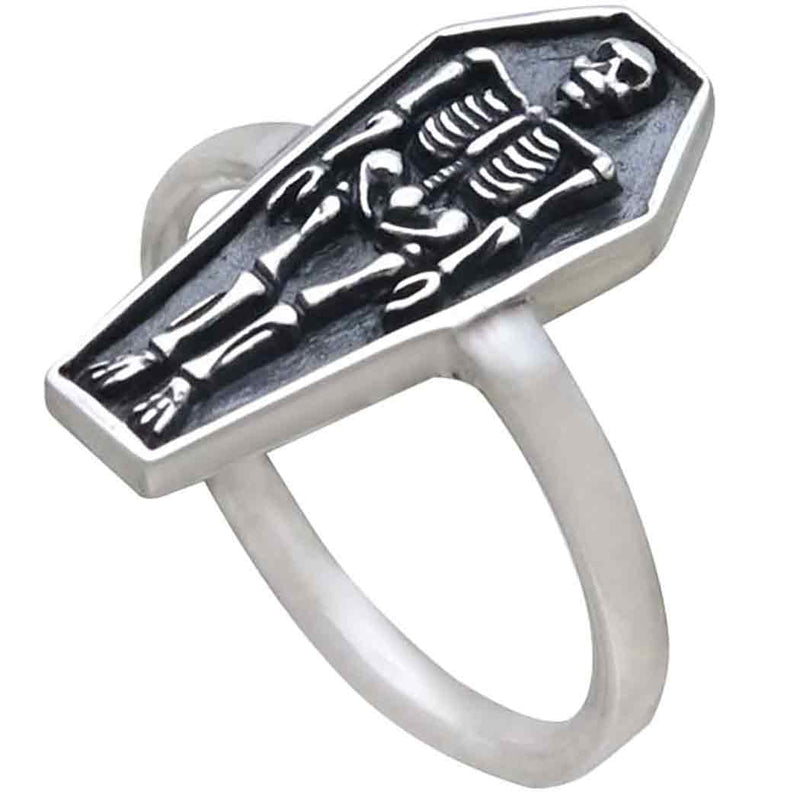 Sterling Silver Skeleton Coffin Ring - Poppies Beads n' More