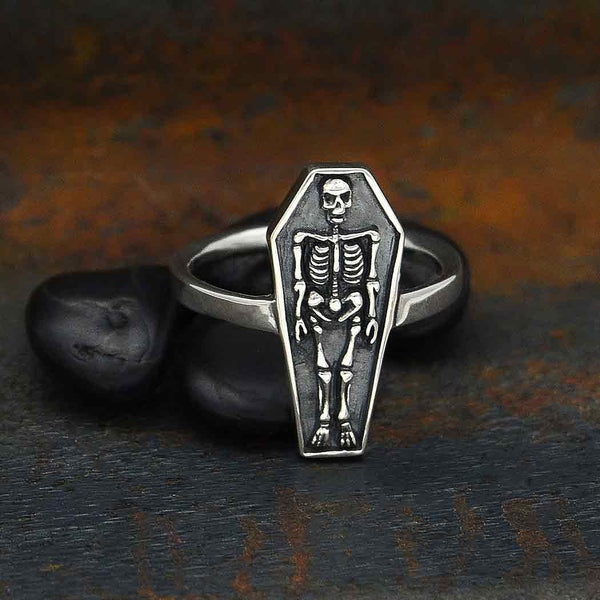 Sterling Silver Skeleton Coffin Ring - Poppies Beads n' More