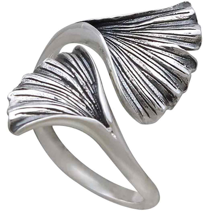 Sterling Silver Adjustable Ginkgo Leaf Ring - Poppies Beads n' More