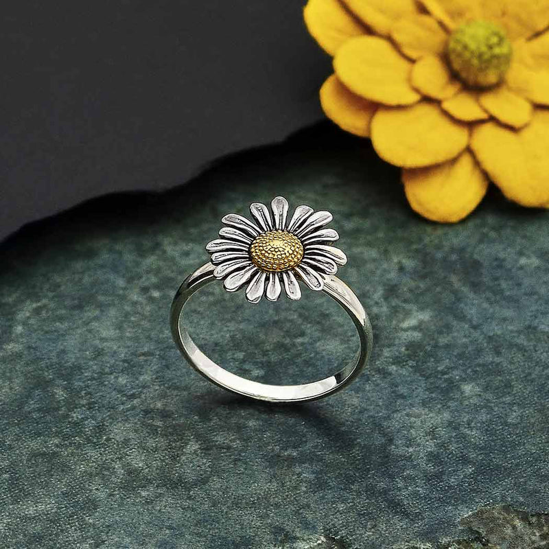 Mixed Metal Daisy Ring - Poppies Beads n' More