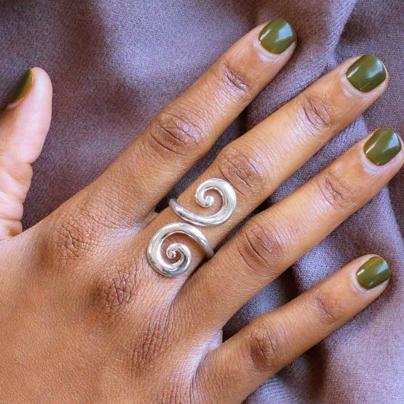 Sterling Silver Swirl Adjustable Ring - Poppies Beads n' More