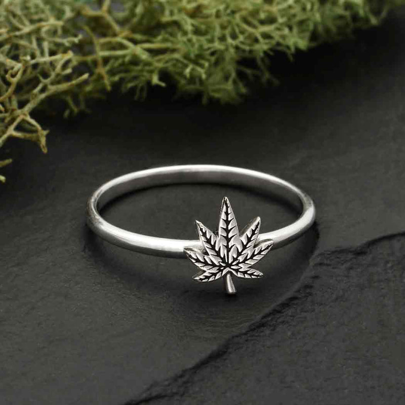 Sterling Silver Pot Leaf Ring - Poppies Beads n' More