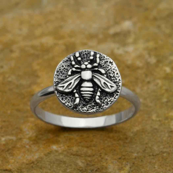 Sterling Silver Bee Coin Ring - Poppies Beads n' More