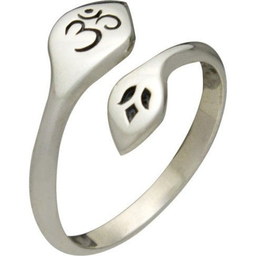 Adjustable Ring with Lotus and Om - Poppies Beads n' More