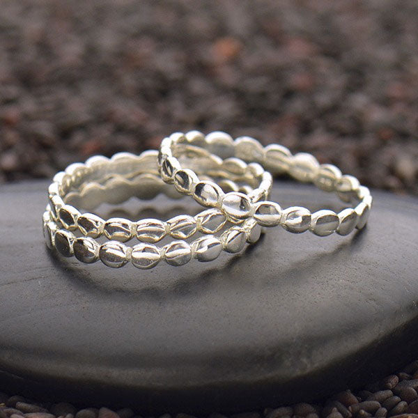 Sterling Silver Stacking Ring - Dot Pattern - Poppies Beads n' More
