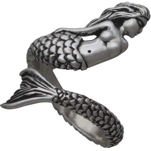 Sterling Silver Mermaid Ring - Adjustable Ring - Poppies Beads n' More