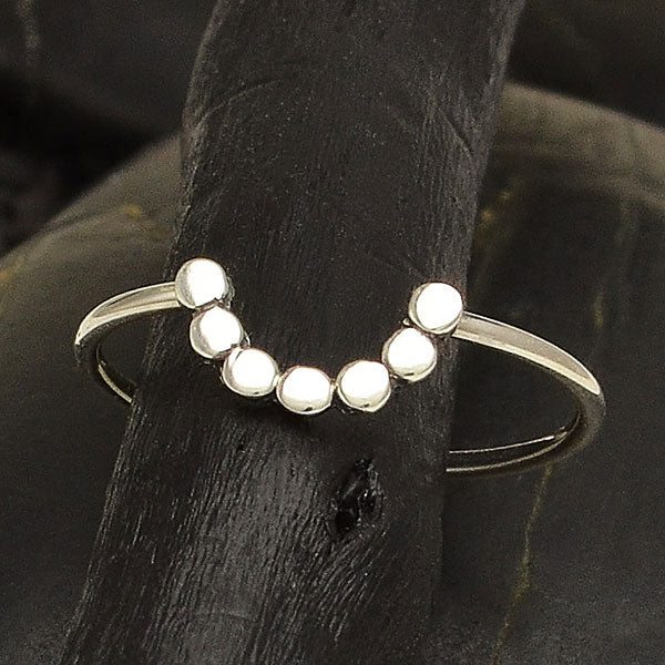 Sterling Silver Ring - Half Circle Ring with Dots - Poppies Beads n' More
