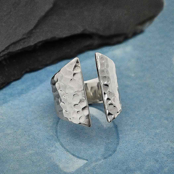 Sterling Silver Adjustable Hammered Shield Ring - Poppies Beads n' More