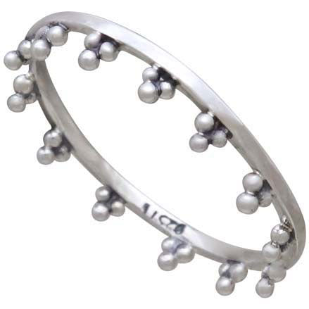 Sterling Silver Stacking Ring with Triangle Granulation - Poppies Beads n' More