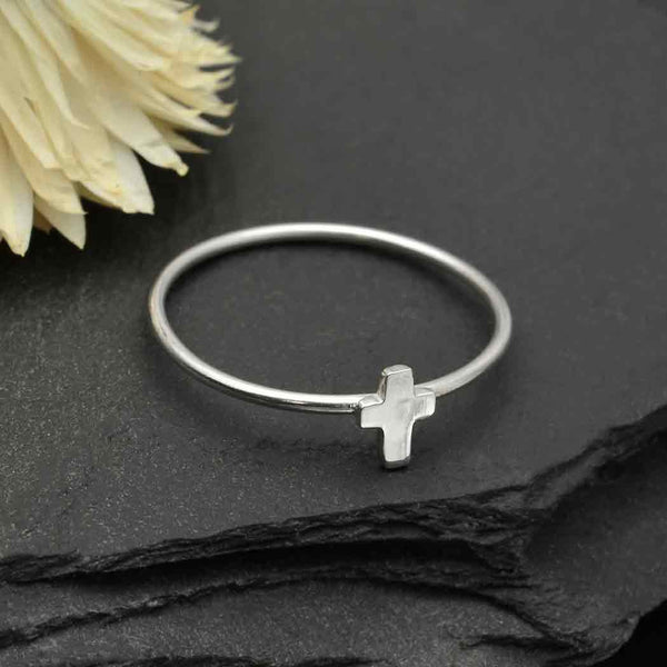 Sterling Silver Tiny Cross Ring - Poppies Beads n' More