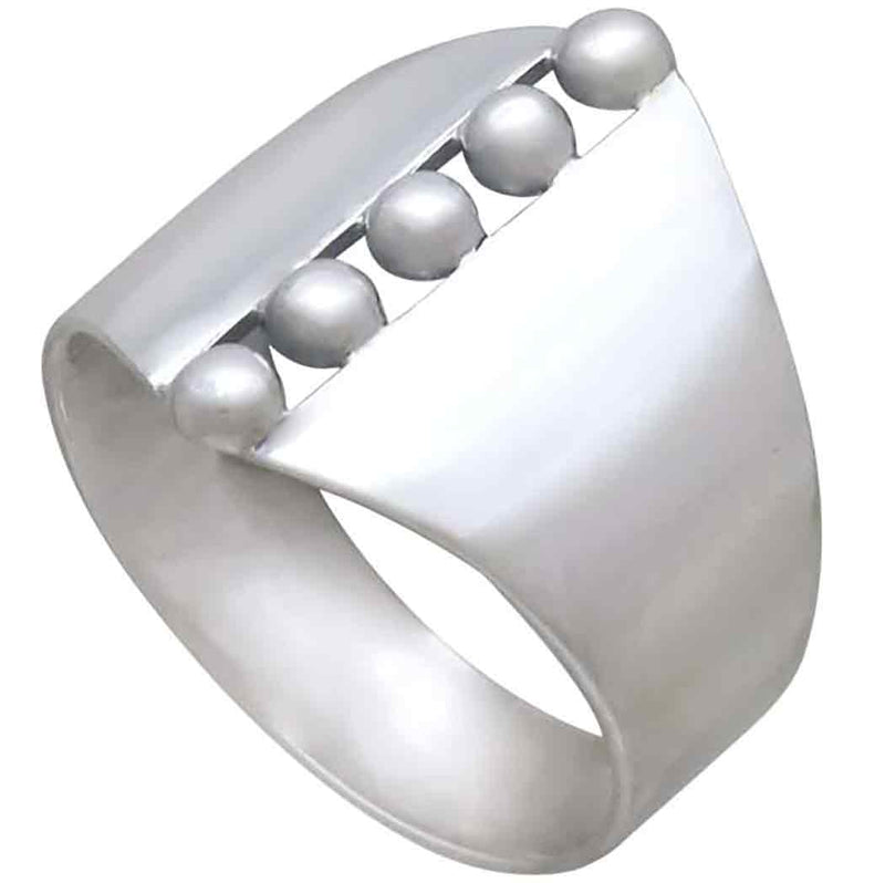 Sterling Silver Shield Ring with Granulation - Poppies Beads n' More