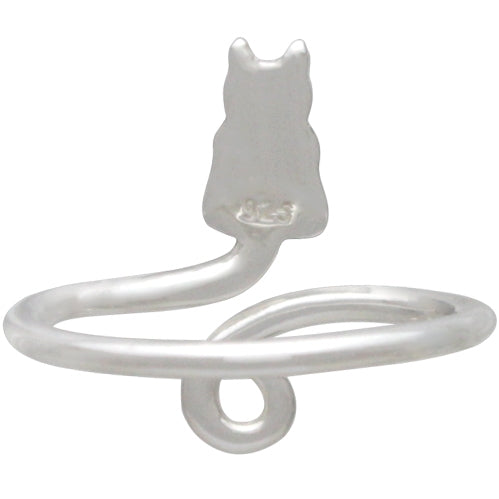 Sterling Silver Cat Ring - Adjustable Ring - Poppies Beads n' More