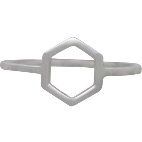 Sterling Silver Honeycomb Hexagon Ring - Poppies Beads n' More
