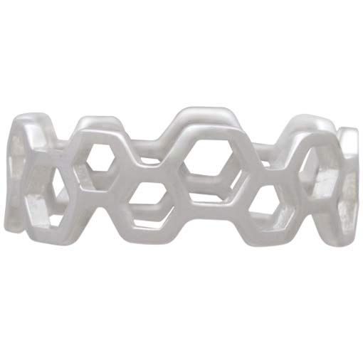 Sterling Silver Honeycomb Band Ring - Poppies Beads n' More