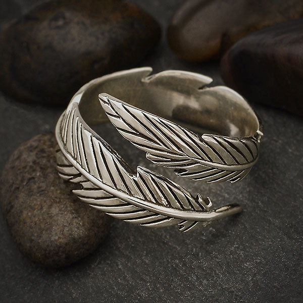 Sterling Silver Adjustable Feather Ring - Poppies Beads n' More