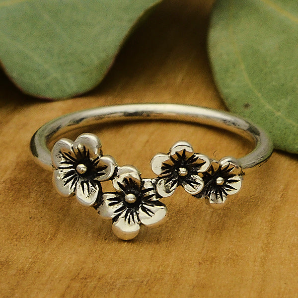 Sterling Silver Cherry Blossom Ring - Poppies Beads n' More