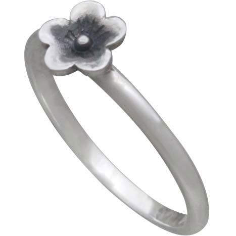 Sterling Silver Single Cherry Blossom Ring - Poppies Beads n' More