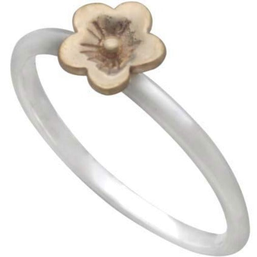 Sterling Silver Ring with Bronze Cherry Blossom - Poppies Beads n' More