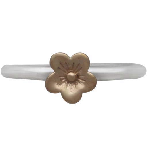 Sterling Silver Ring with Bronze Cherry Blossom - Poppies Beads n' More
