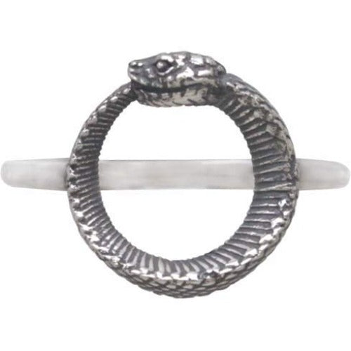 Sterling Silver Ouroboros Ring with Snake on Front - Poppies Beads n' More