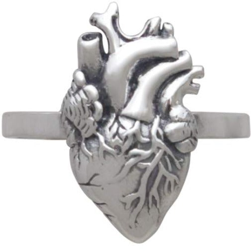 Sterling Silver Anatomical Heart Ring - Poppies Beads n' More