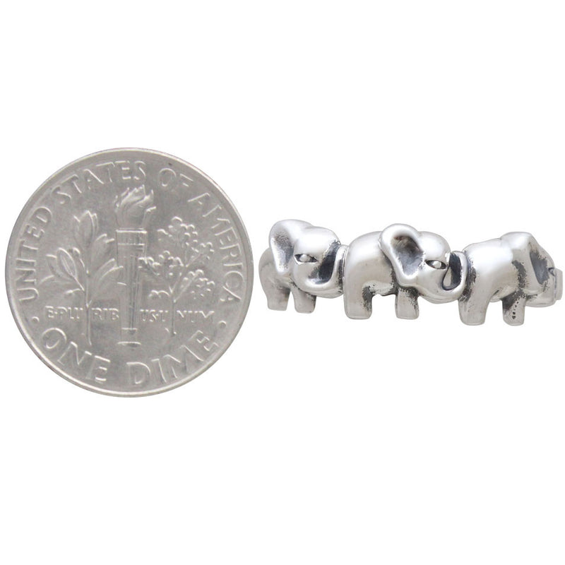 Sterling Silver Ring with Three Elephants - Poppies Beads n' More