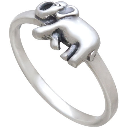 Sterling Silver Ring with Single Elephant - Poppies Beads n' More