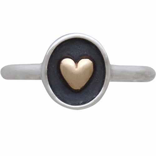 Sterling Silver Shadowbox Ring with Bronze Heart - Poppies Beads n' More