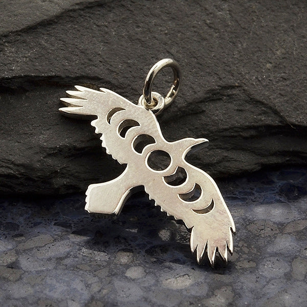 Raven Charm with Moon Phase Cutout - Poppies Beads n' More