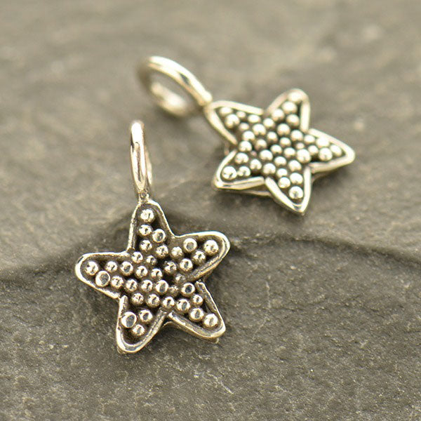 Sterling Silver Star Charm with Granulation - Poppies Beads n' More