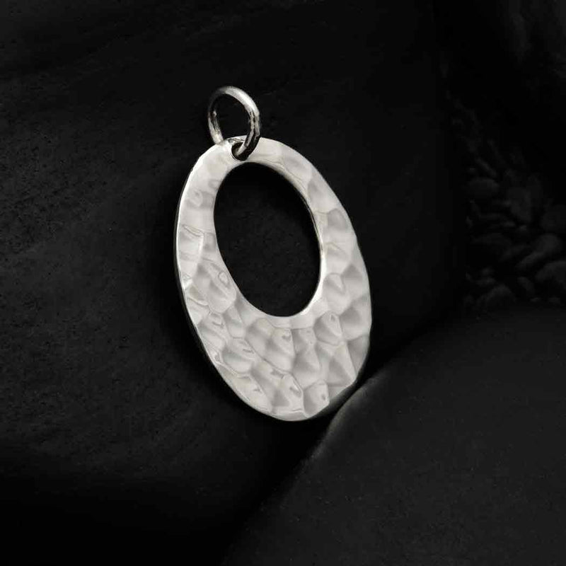 Sterling Silver Oval Pendant with Cutout Center - Poppies Beads n' More
