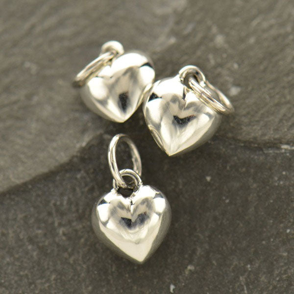 Puffed Heart Charm - Poppies Beads n' More