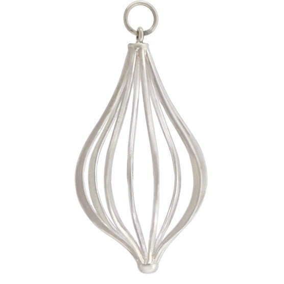 Sterling Silver Fluted Wire Teardrop Pendant - Poppies Beads n' More