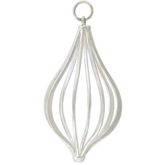Sterling Silver Fluted Wire Teardrop Pendant - Poppies Beads n' More