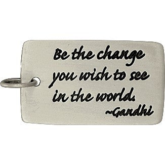Rectangle Message Pendant: Gandhi Quote - Poppies Beads n' More