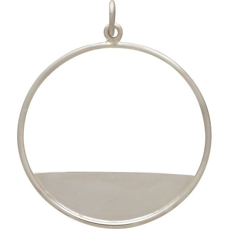 Sterling Silver Circular Pendant with Flat Plate Edge - Poppies Beads n' More