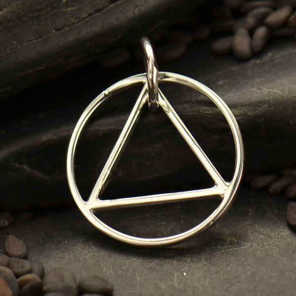 Sterling Silver Triangle in Circle Link - Poppies Beads n' More