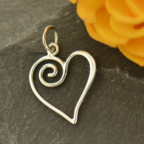 Open Heart with Swirl Charm - Poppies Beads n' More