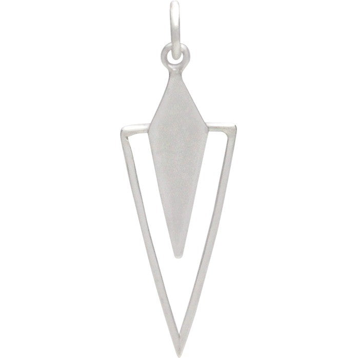 Sterling Silver Geometric Diamond Charm with Triangle - Poppies Beads n' More