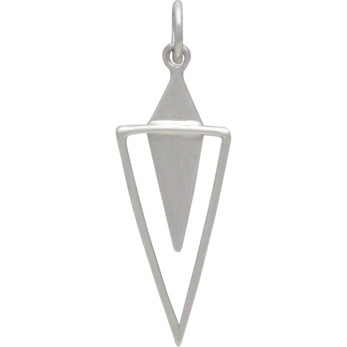 Sterling Silver Geometric Diamond Charm with Triangle - Poppies Beads n' More