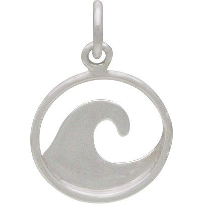 Sterling Silver Flat Plate Wave Charm - Poppies Beads n' More