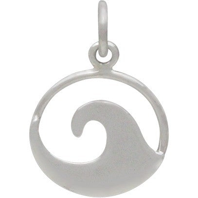 Sterling Silver Flat Plate Wave Charm - Poppies Beads n' More