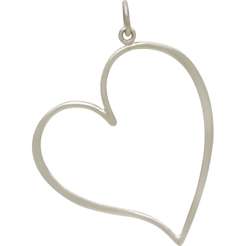 Sterling Silver Large Open Heart Pendant - Poppies Beads N More